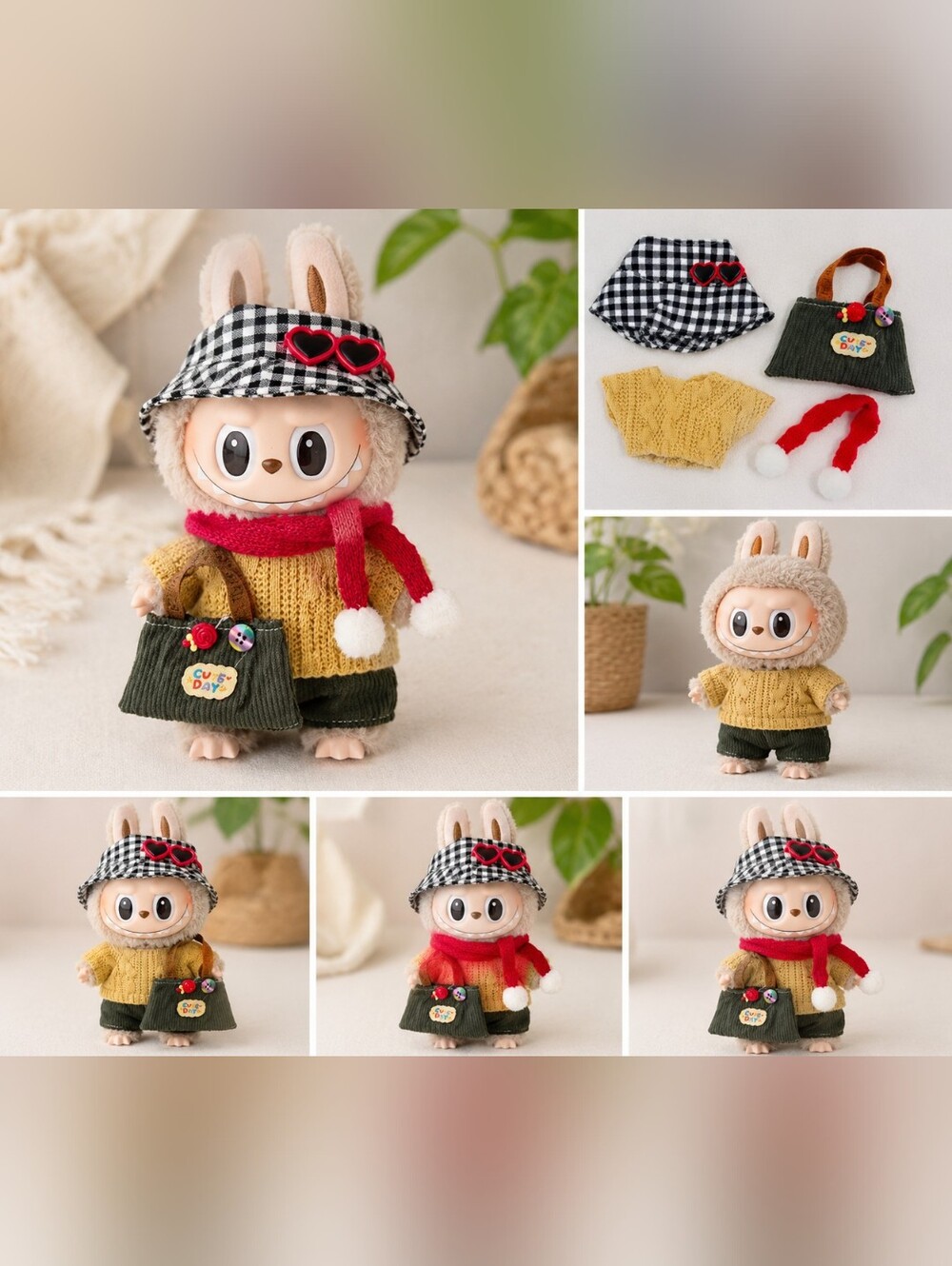 17cm Doll Clothes Accessories labubu Outfit‎ Purse Glasses Hat for Dolls NWT
